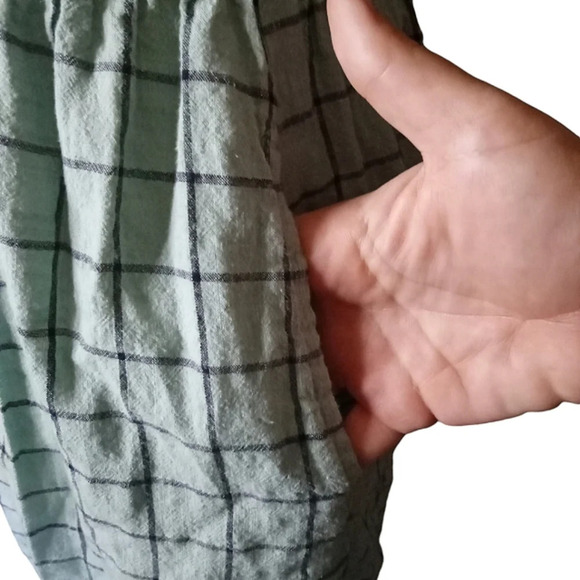 Japna 100% Cotton Sage Green Window Pane Grid Print Dress Size Small - Picture 4 of 7